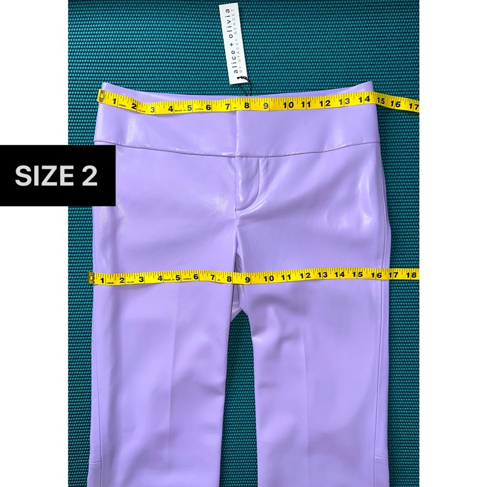 Alice + Olivia Olivia Vegan Leather Bootcut Lavender Purple Pant - Picture 9 of 16